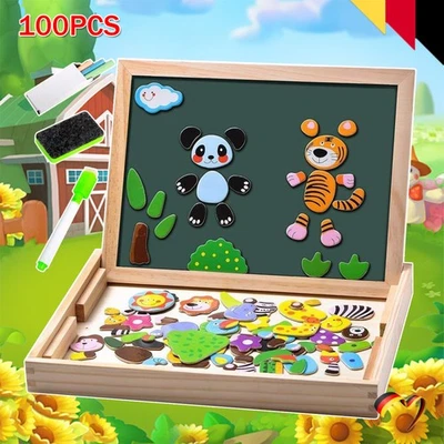 100 Piece Kids Toy Magnetic Wooden Jigsaw Puzzle, Wooden Toys for Children - Image 1 of 4