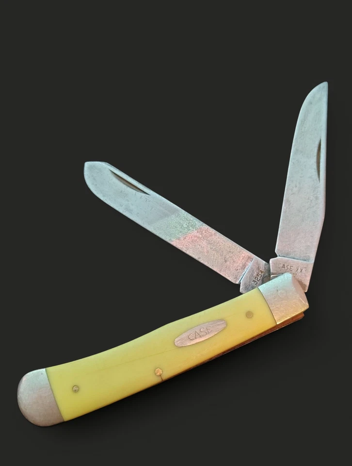 Vintage Case Knife - Folding Trapper 7 Dot Flat Yellow Handle - Rare 1970's - Image 1 of 3
