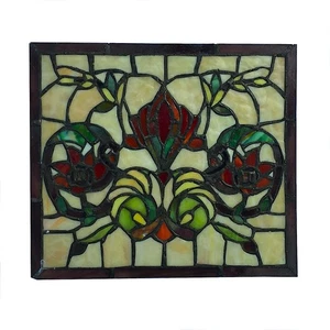 Panel de ventana de vidrieras hecho a mano vidrio con plomo con patrón floral pequeño - Imagen 1 de 3