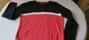 Harley Davidson Sweater Women Sz Large Orange Black & White Vtg 1990s - Picture 1 of 22