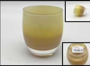 Hand Made GLASSYBABY Tan Beige Glass FRIENDSHIP Votive Candle Holder Orig.Tag