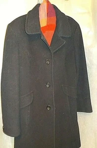 Her Large CROFT & BARROW wool coat / black, buttons - Picture 1 of 8