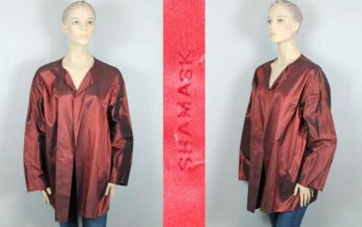 Jaqueta espanador SHAMASK Couture Art to Wear vermelha seda pura tafetá frente aberta 3 - Imagem 1 de 4