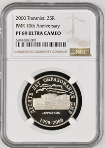 2000 Transnistria PMR 10 Years 25 Rub NGC PF 69 Top Pop Ultra Cameo - Picture 1 of 2