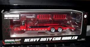 Red Heavy Duty Car/Truck Tandem Axle Trailer Farm Dioramam Toy 1/64 Greenlight - Picture 1 of 1