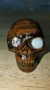 Edelsteinschädel Tigerauge mit Opal - Bild 1 von 8