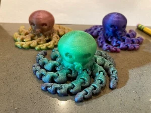 Articulated Octopus Toy Fidget - 3D Printed Multi Color Sparkle - Picture 1 of 5