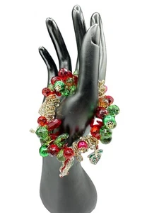 Christmas Charm Bracelet Jewelry for Women Girls Kids Present Plated Beads - Picture 1 of 10