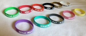 1 WWJD Wristband What Would Jesus Do Jewelry Silicone Rubber Bracelets COLORSSSS
