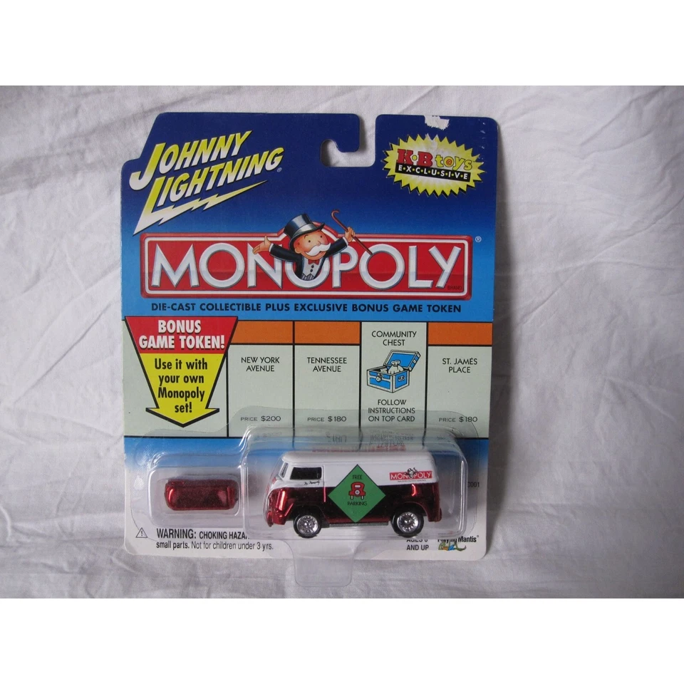 2001 Johnny Lightning Monopoly Parking 60 VW Van With Bonus Game Token