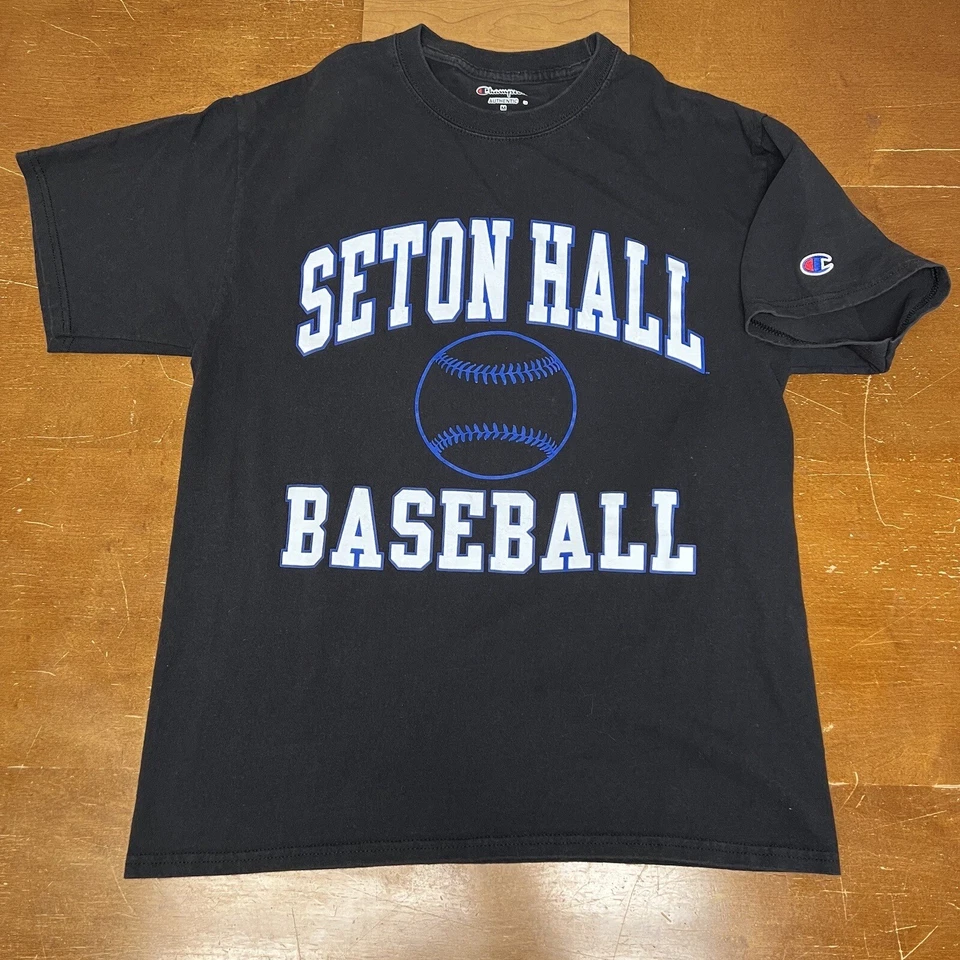 Seton Hall Pirates Shirt Mens Medium Black Baseball Short Sleeve Champion - Image 1 of 4