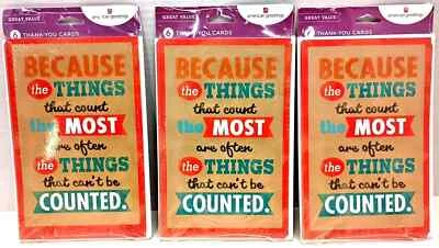 American Greetings Genuine Thank You Cards with Envelopes 3 Pks of 6 NIP Foto 1 de 4