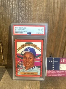 1990 Donruss MLB Card #1 Bo Jackson Diamond Kings  NM-MT  PSA 8  - Picture 1 of 3