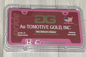 HONDA CROSSTOUR License Plate Frame Stainless Steel PINK- Automotive Gold - Picture 1 of 2