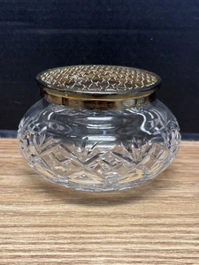 Vintage Cut Crystal Rose Bowl with Brass Lid – Elegant Floral Vase #5205 - Picture 1 of 5