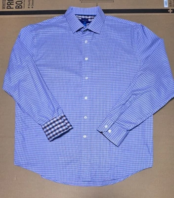 Camisa de vestir para hombre Egara azul púrpura rosa XXL puño reversible con botones Foto 1 de 4