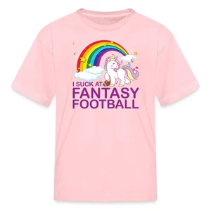 I Suck At Fantasy Football | Funny Unicorn Rainbow Kid's T-Shirt - Picture 1 of 7