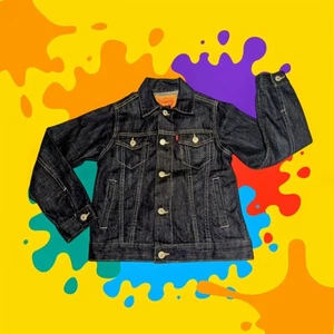 LEVI'S Youth Size Small 8-10 Denim Blue Jean Jacket Button Front DARK WASH - Picture 1 of 12
