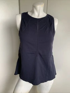 Athleta Split Back Sleeveless Activewear Top Size Small Navy Blue - Picture 1 of 4