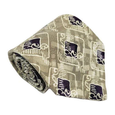 Corbata Bachrach Gris Patrón Geométrico Hombre Seda Cuello Corbata Hecha en Italia Foto 1 de 4