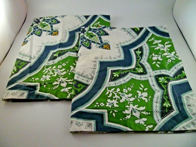 2 ALMOHADAS DE GRANERO DE CERÁMICA FUNDAS ESTÁNDAR BLANCO VERDE AZUL MEDALLÓN ALGODÓN ORGÁNICO Foto 1 de 4