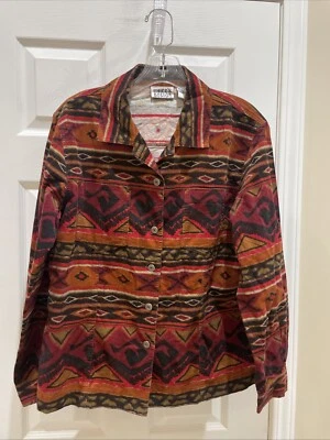 Chicos Design Button shades of brown Long Sleeve Blouse Jacket Sz 1 gorgeous - Image 1 of 3