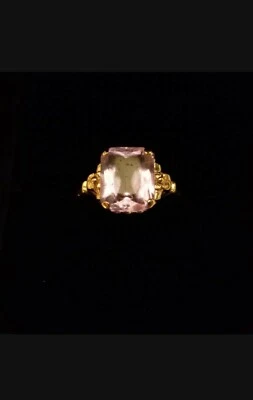 14k Yellow Gold Synthetic Lite Violetish Blue Spinel Flower Ring Size 4 3/4 - Image 1 of 3
