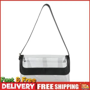 PVC Transparent Shoulder Bag Casual Cute Clear Purse for Work Concerts (Black) - Picture 1 of 12