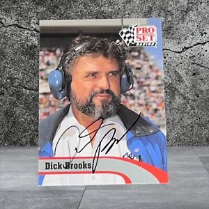 Dick Brooks 1992 PRO SET RACING #168 autographed VINTAGE MRN RADIO LEGEND card