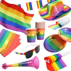 LOTE DE DISFRACES COMUNITARIOS ACCESORIOS MULTICOLORES ARCO IRIS FIESTA ORGULLO LGBT+ - Imagen 1 de 24