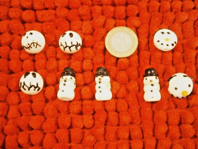 8 cute LUXURY LAMPWORK GLASS Jack Skellington & Snowman Xmas BEADS Handmade E - Image 1 of 2