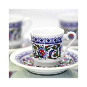 6 piezas x Taza de café de porcelana Kutahya Turca Estambul Topkapi Modelo Griego Árabe - Imagen 1 de 6