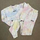 White Fox Tracksuit Set XS Extra Small Cropped Tie Dye Casual Cotton Pants+Top