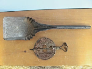 GRISWOLD AMERICAN REVERSIBLE STEEL SPINDLE FLUE DAMPER 1915 COAL ASH SHOVEL - Picture 1 of 4