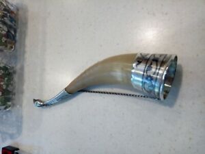 Vintage Soviet Russian Caucasian Hunting Horn Wine Drinking Cup-Sterling