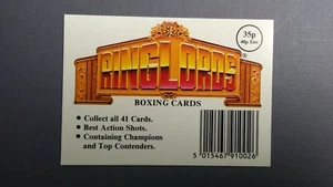 1991 Ringlords Boxing Wax Pack Cover Card - U.K. - Picture 1 of 1