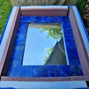 Marble Blue Lapis Wall Mirror, Office Wall Mirror Gifts, Stone Mirror Home Decor - Picture 1 of 9