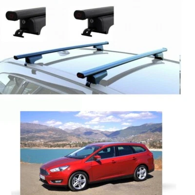 BARRE PORTATUTTO ACCIAIO G3 FORD FOCUS SW ANNO 2012 CON RAILS SERRATURE POLICAR  - Immagine 1 di 4