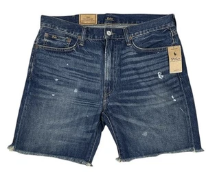 Polo Ralph Lauren Classic Fit Cut Off Denim Orlo Grezzo Jeans Pantaloncini Uomo Tg 34 Nuovi - Foto 1 di 4