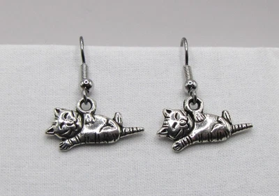 Pendientes Gatito Gato, Antiguo Estaño Plateado, Acero Quirúrgico, Caja de Regalo Foto 1 de 4