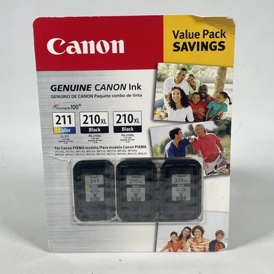Genuine OEM Canon 210XL Black PG-210XL & 211 Color CL-211 Ink Cartridge 3 Pack - Image 1 of 2