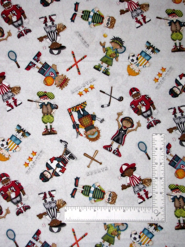 Tela temática deportiva de béisbol tenis fútbol por yarda algodón de Henry Glass Foto 1 de 1