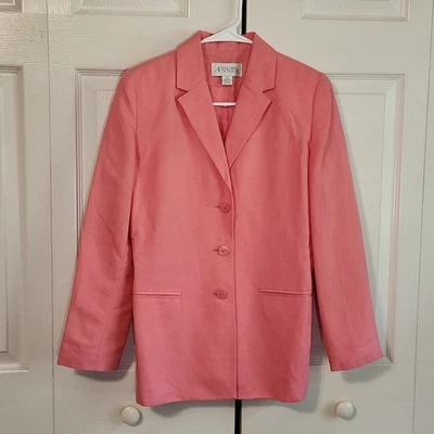 Blazer informal Corner Annex para mujer rosa mezcla de lino pecho único talla 4 Foto 1 de 4