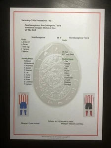 1901-02 Southampton v Northampton Town Southern League matchsheet - Picture 1 of 1