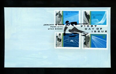 US FDC #3552-3555 Geri Peltin Painted HP 2002 Park City UT Winter Olympic Sports - Image 1 of 2