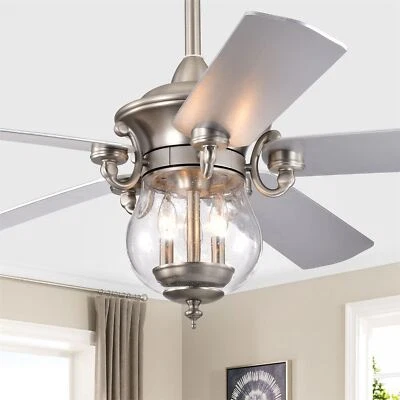 Anisma Anna SILVER 28 Inch Mid-Century Modern Style Lighted Ceiling Fan w Remote - Image 1 of 4