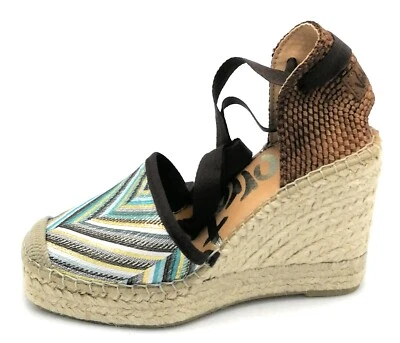 Vidorreta 06700 Sandal Fabric Multicolour Rope Wedge 10cm Shoelace Ankle D - Image 1 of 4