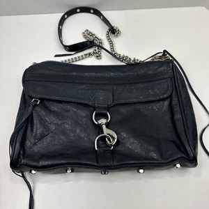 Rebecca Minkoff MAC Navy Leather Crossbody Bag with Silver Hardware - Picture 1 of 18