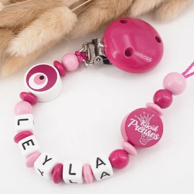 MOTZISBUNTEWELT Schnullerkette mit Namen ❤ türkisch ❤ Küçük Kücük Prenses Mädchen Nazar Baby