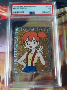Pokemon 1999 Misty #S28 Holo Prism Merlin Sticker PSA 7 NM - Picture 1 of 2